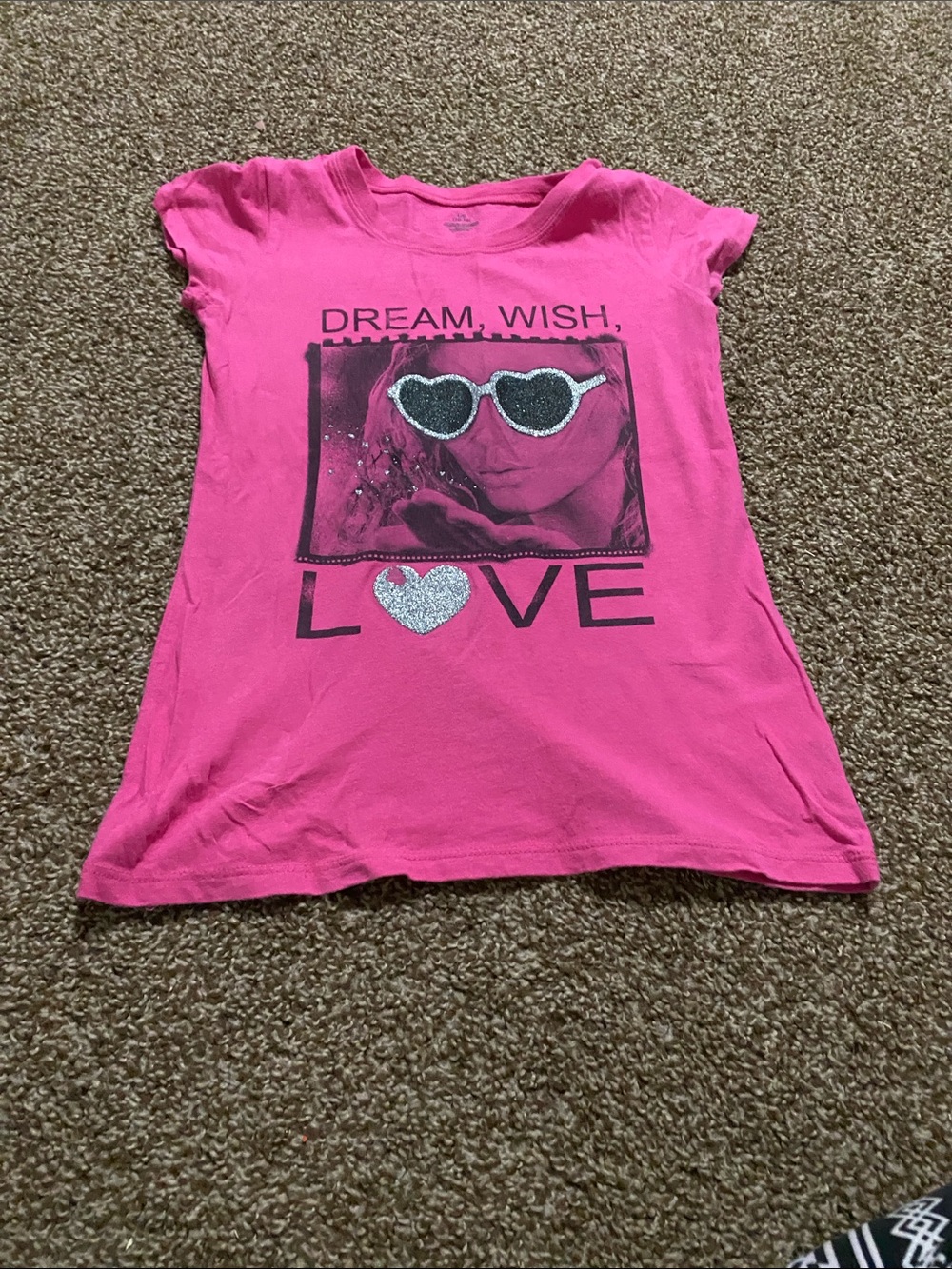 Girls' Hot Pink 'Dream, Wish, Love' Short-Sleeve Graphic Tee